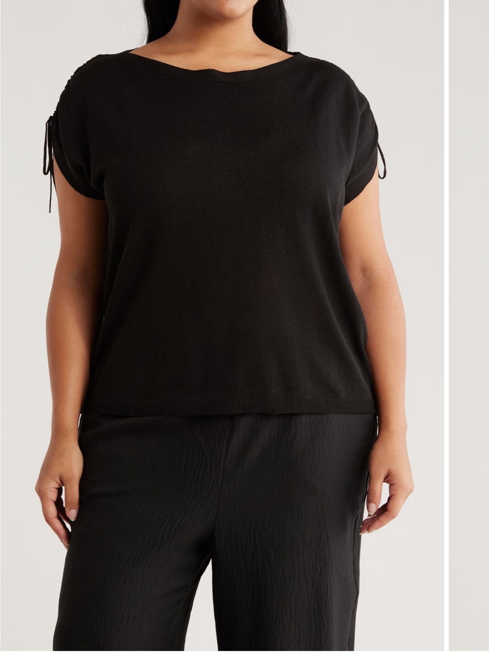 MAX STUDIO Ruched Shoulder Cap Sleeve Sweater